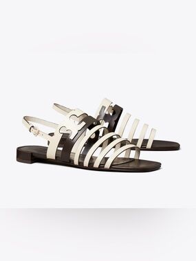 New Tory Burch Ines Slingback Sandal Size 7 Black White